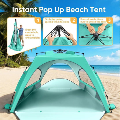 Pop-Up Beach Tent Sun Shelter (5-6 Person)