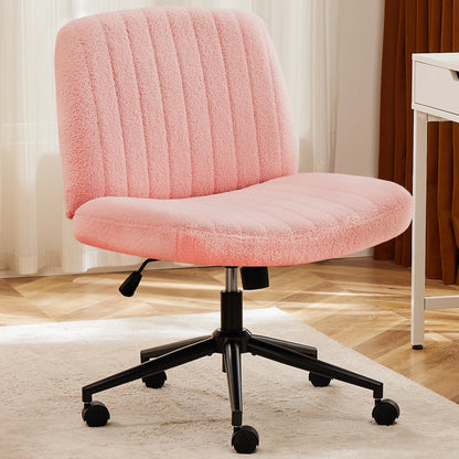 JHK Armless Swivel Office Chair, PU Leather