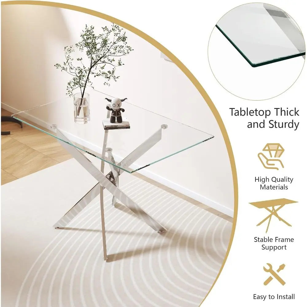 5-Piece Glass Dining Table Set for 4