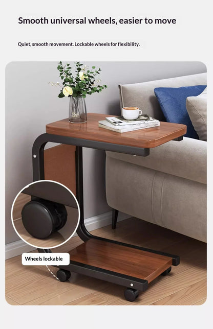 Mobile Coffee Side Table, Height Adjustable