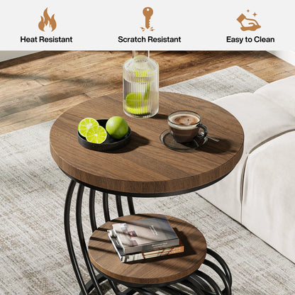 Tribesigns Round End Table, Faux Marble