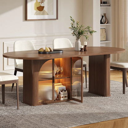 70" Oval Dining Table with LED & Storage