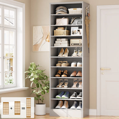10-Tier Narrow Wood Shoe Rack