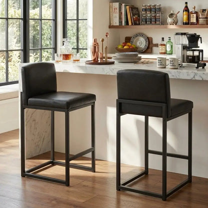 Faux Leather Counter Height Bar Stools, Set of 2
