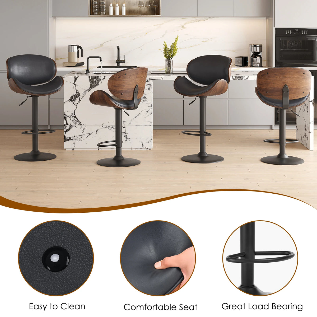 Farini Swivel Bar Stools, Set of 2