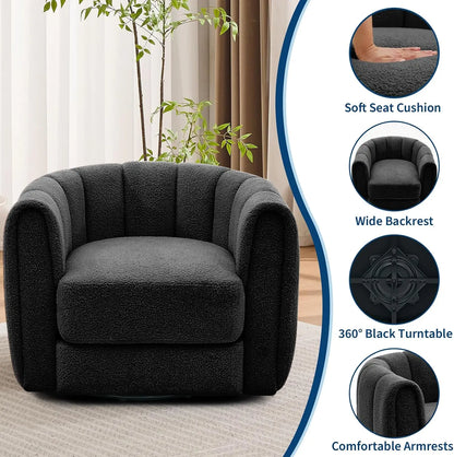 Garvee Velvet Swivel Barrel Accent Chair