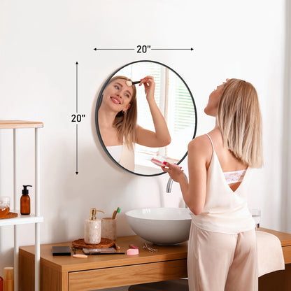 JHK Round Metal Framed Wall Mirror