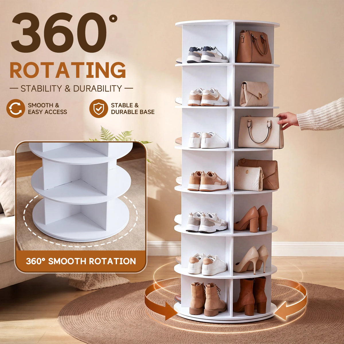 7-Tier Rotating Shoe Rack Tower