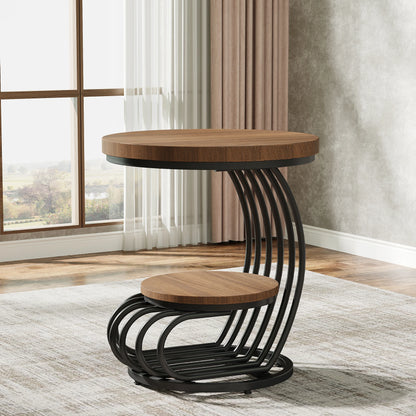 Tribesigns Round End Table, Faux Marble