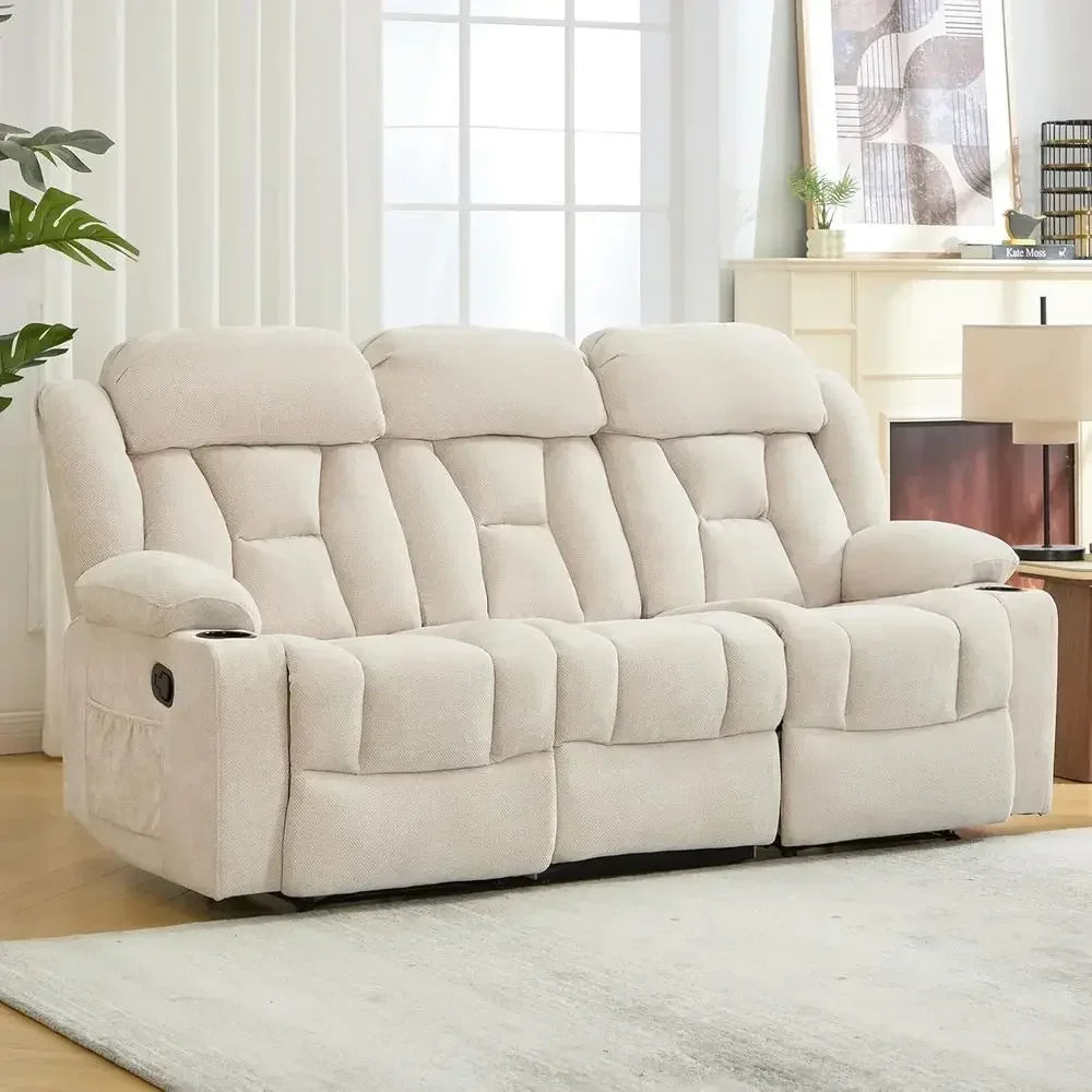 Chenille Reclining 3-Seat Sofa
