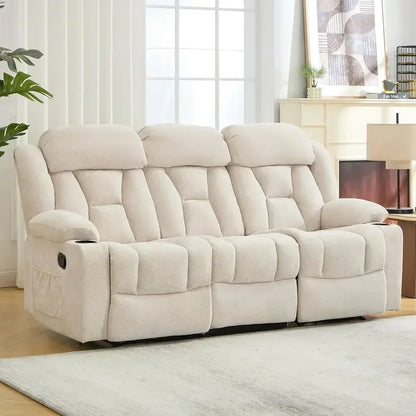 Chenille Reclining 3-Seat Sofa