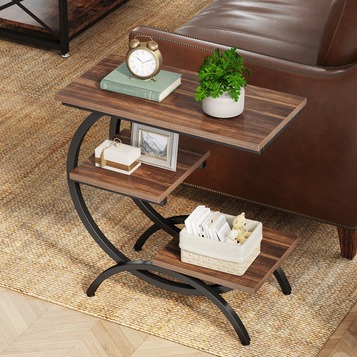 Tribesigns C-Shaped Industrial End Table