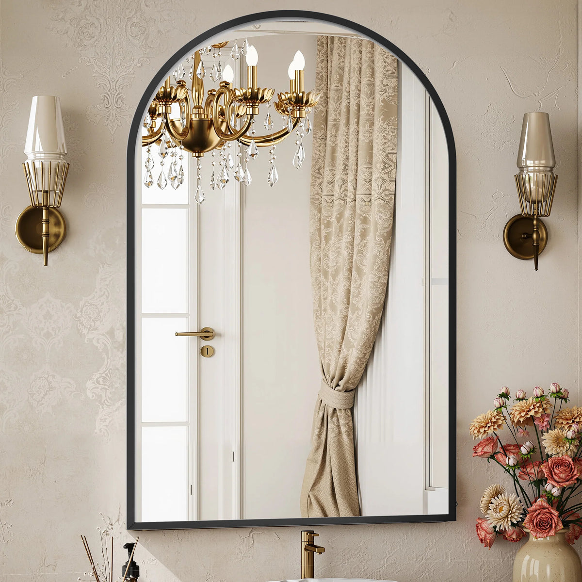 Arched Metal Framed Wall Mirror