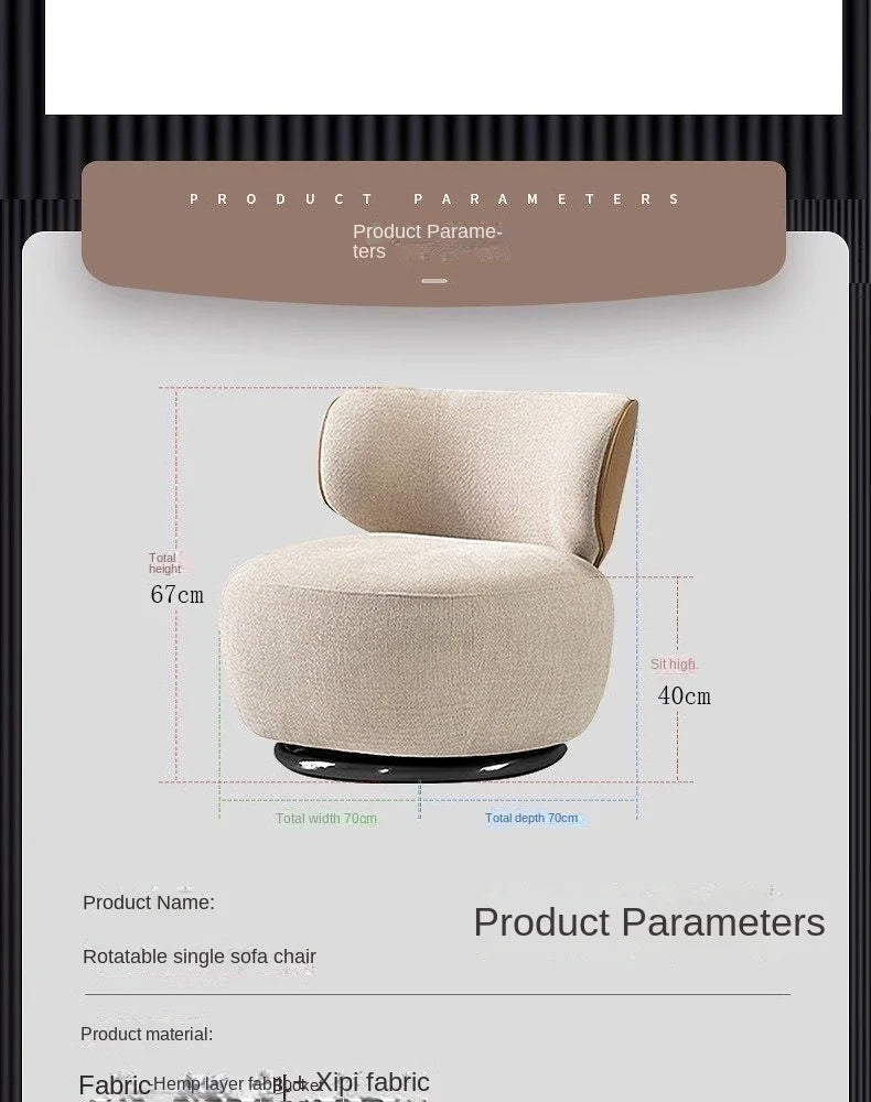 Single Swivel Accent Chair – Fabric, Cushioned, Wood Frame