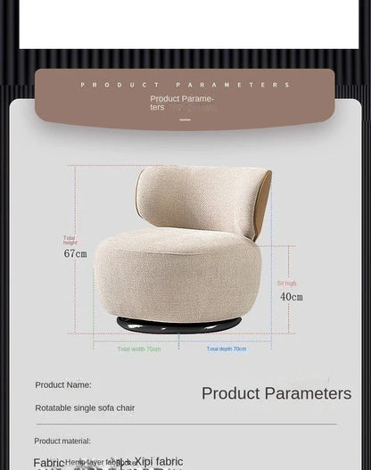 Single Swivel Accent Chair – Fabric, Cushioned, Wood Frame