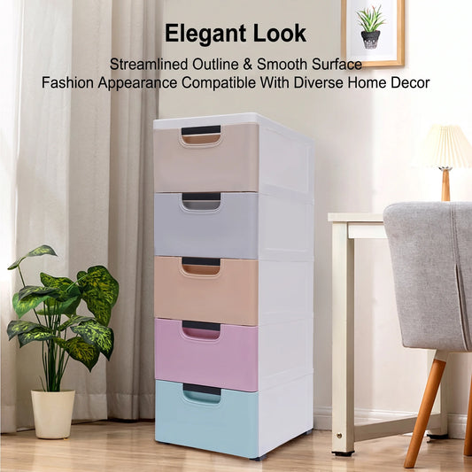5-Drawer Plastic Storage Dresser Tower