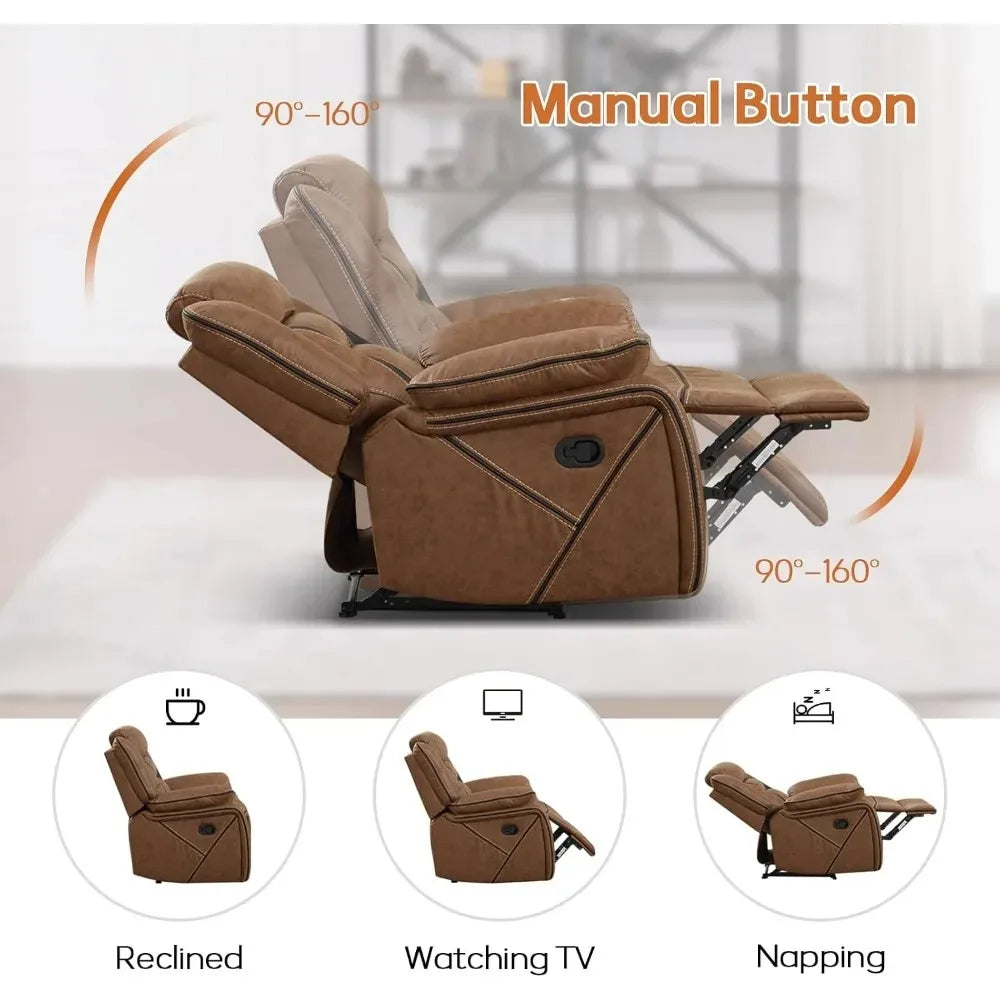 Faux Leather Reclining Loveseat, Brown
