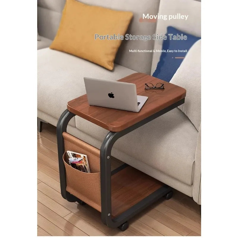 Mobile Coffee Side Table, Height Adjustable
