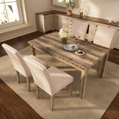 Farmhouse Dining Set for 4, 60" Table
