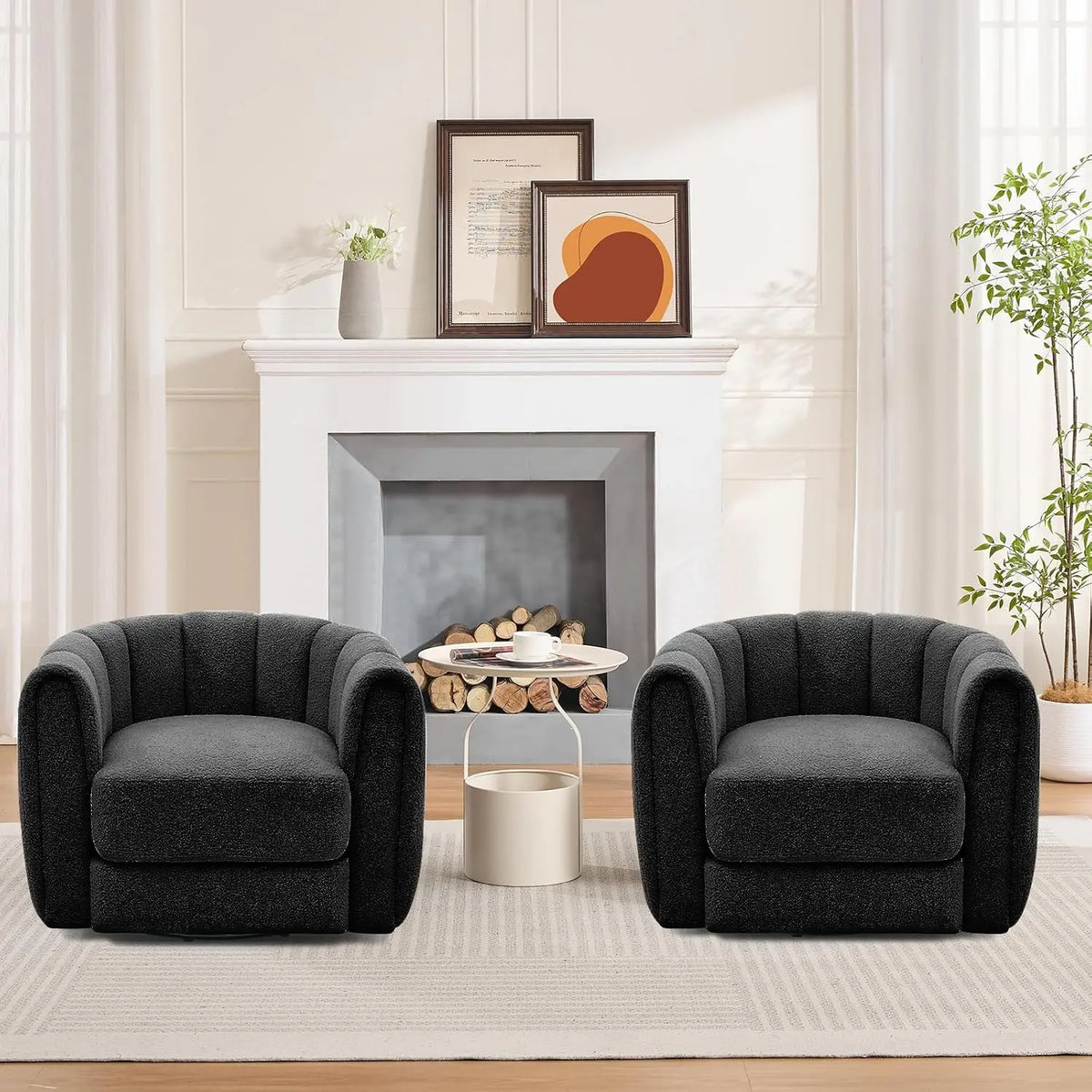 Garvee Velvet Swivel Barrel Accent Chair