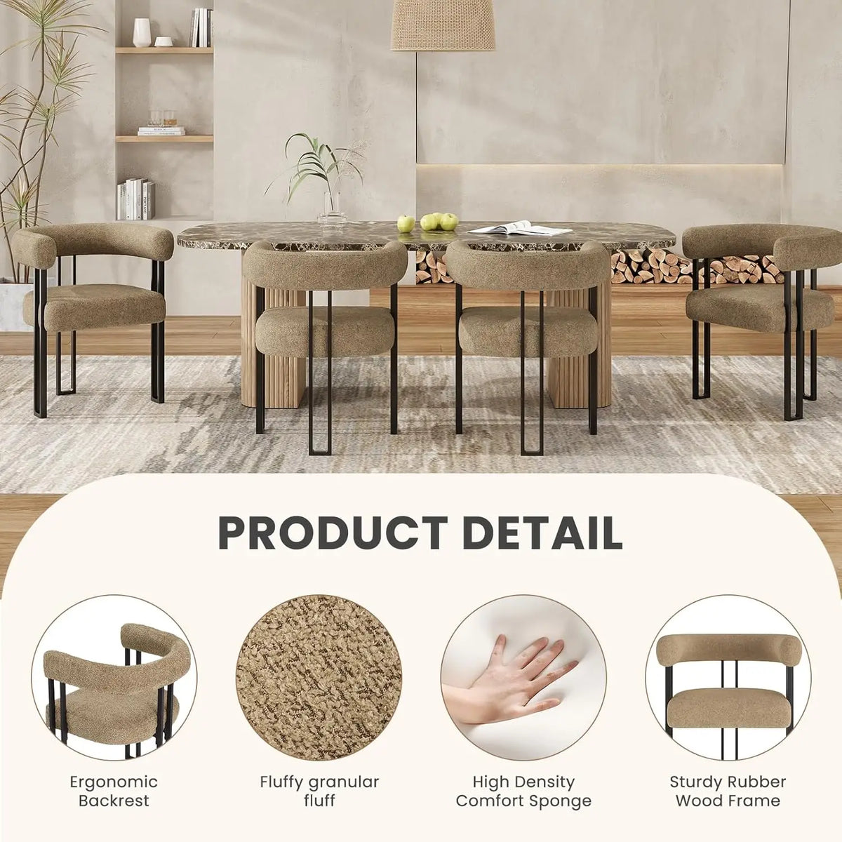 Farini Bouclé Dining Arm Chairs, Set of 2