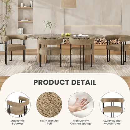 Farini Bouclé Dining Arm Chairs, Set of 2