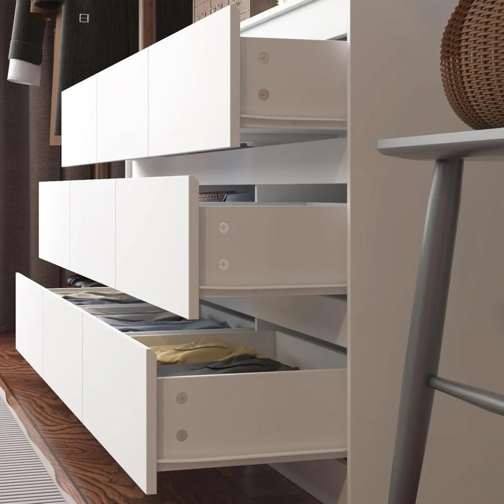 White 9-Drawer Long Dresser