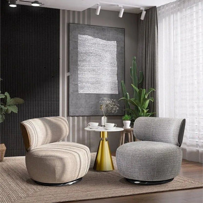Single Swivel Accent Chair – Fabric, Cushioned, Wood Frame