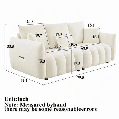 79.5in Teddy Fabric 3-Seater Sofa