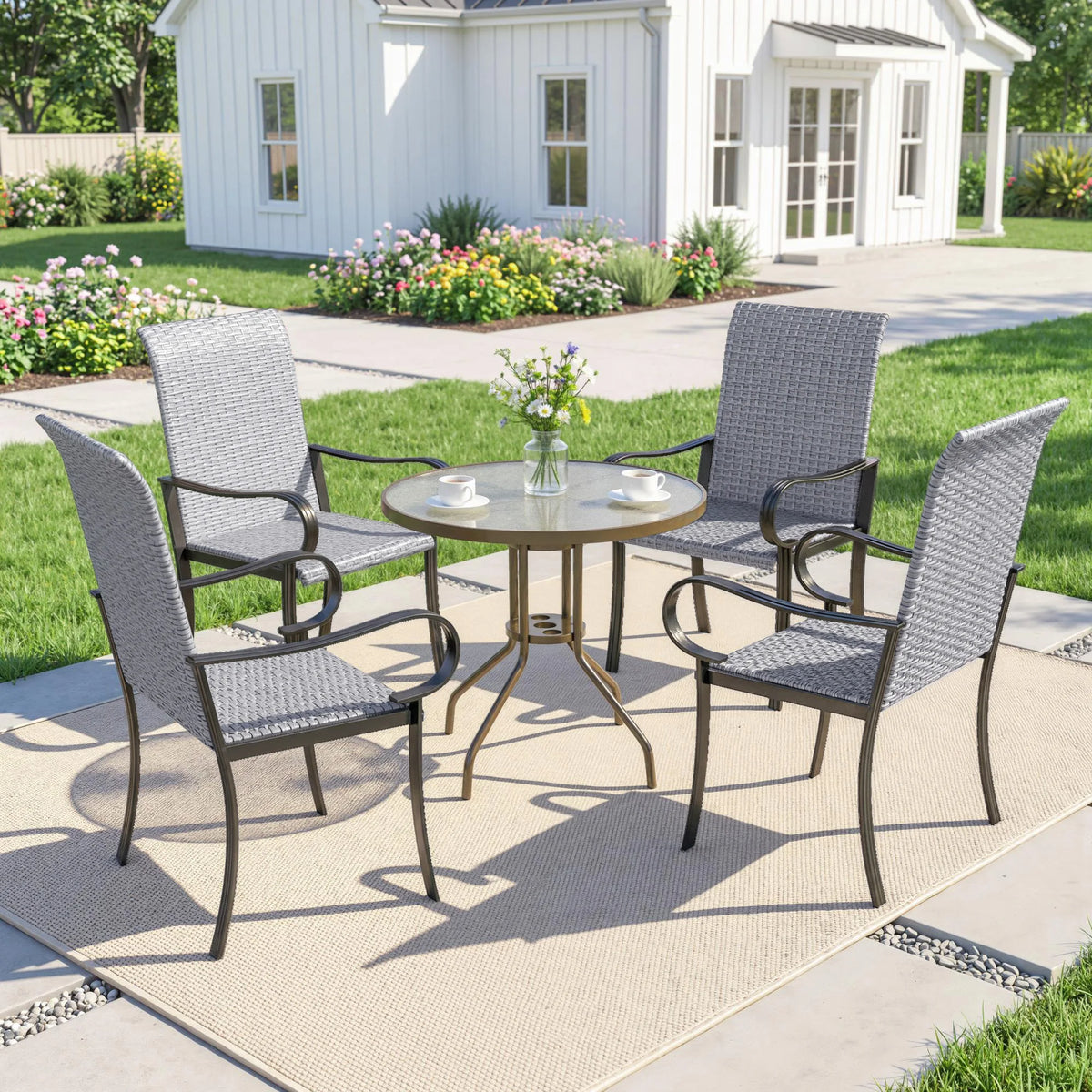Outdoor Wicker Dining Chairs, Set of 4