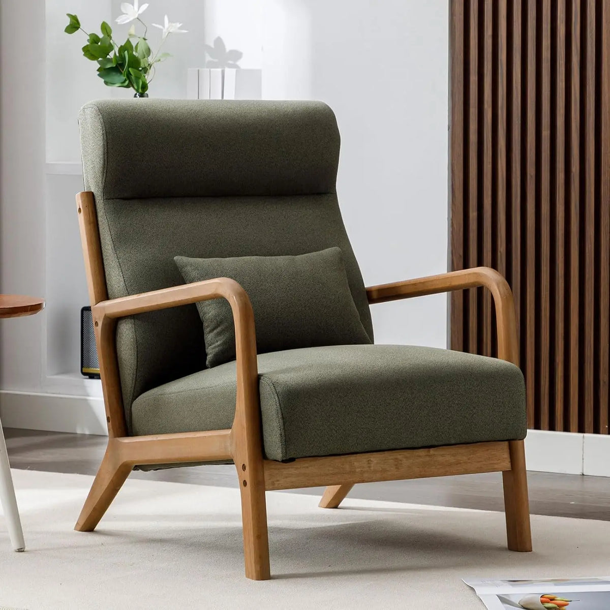 Mid-Century Accent Chair with Wood Frame
