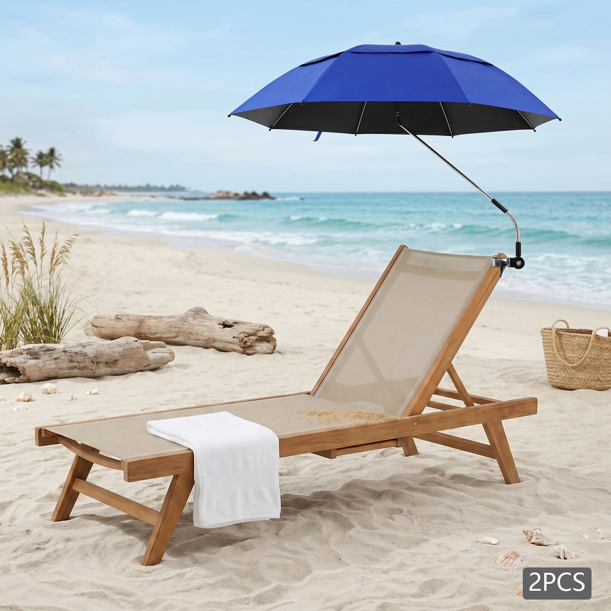 2-Pack Adjustable Beach Chair Umbrellas