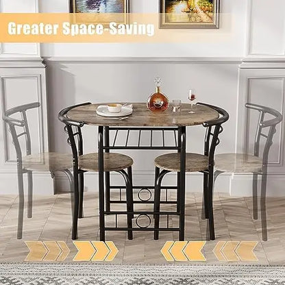 3-Piece Round Wood Table & Chair Set