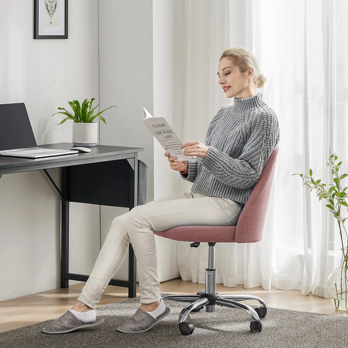 JHK Armless Vanity Swivel Desk Chair