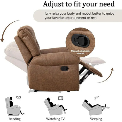 Faux Leather Reclining Sofa (Nut Brown)