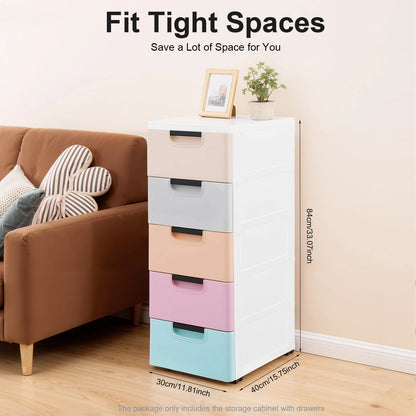 5-Drawer Plastic Storage Dresser Tower