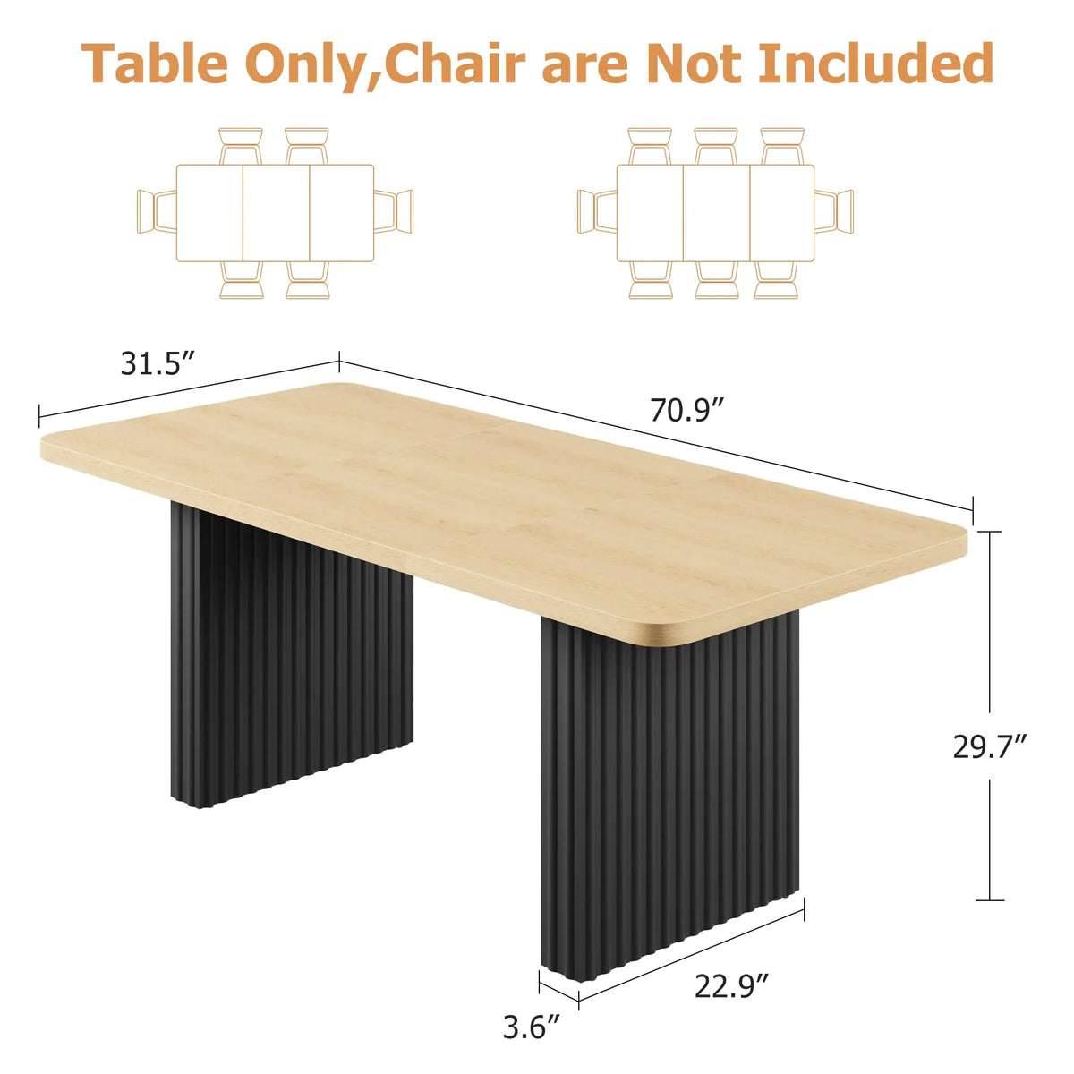 Farmhouse Dining Table for 6-8, 71"