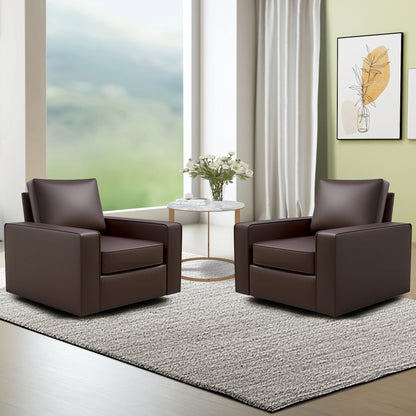 KERDOM 360° Swivel Accent Chair, PU Leather