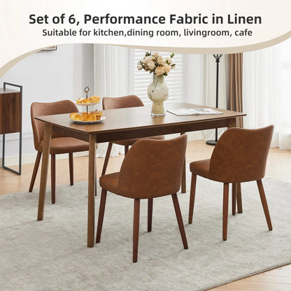 Dining Chairs Set of 2 – Linen Upholstered, Ergonomic Back & Rubberwood Legs