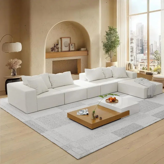 170in Cloud Chenille L-Shaped Sofa (Beige)