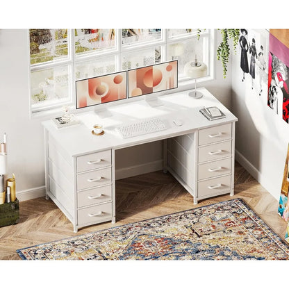 48" Computer Desk with 8 Fabric Drawers