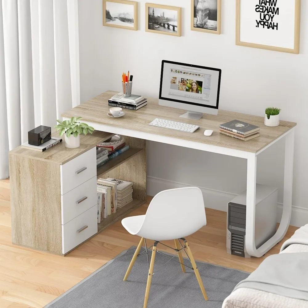 55" L-Shaped Corner Computer Desk