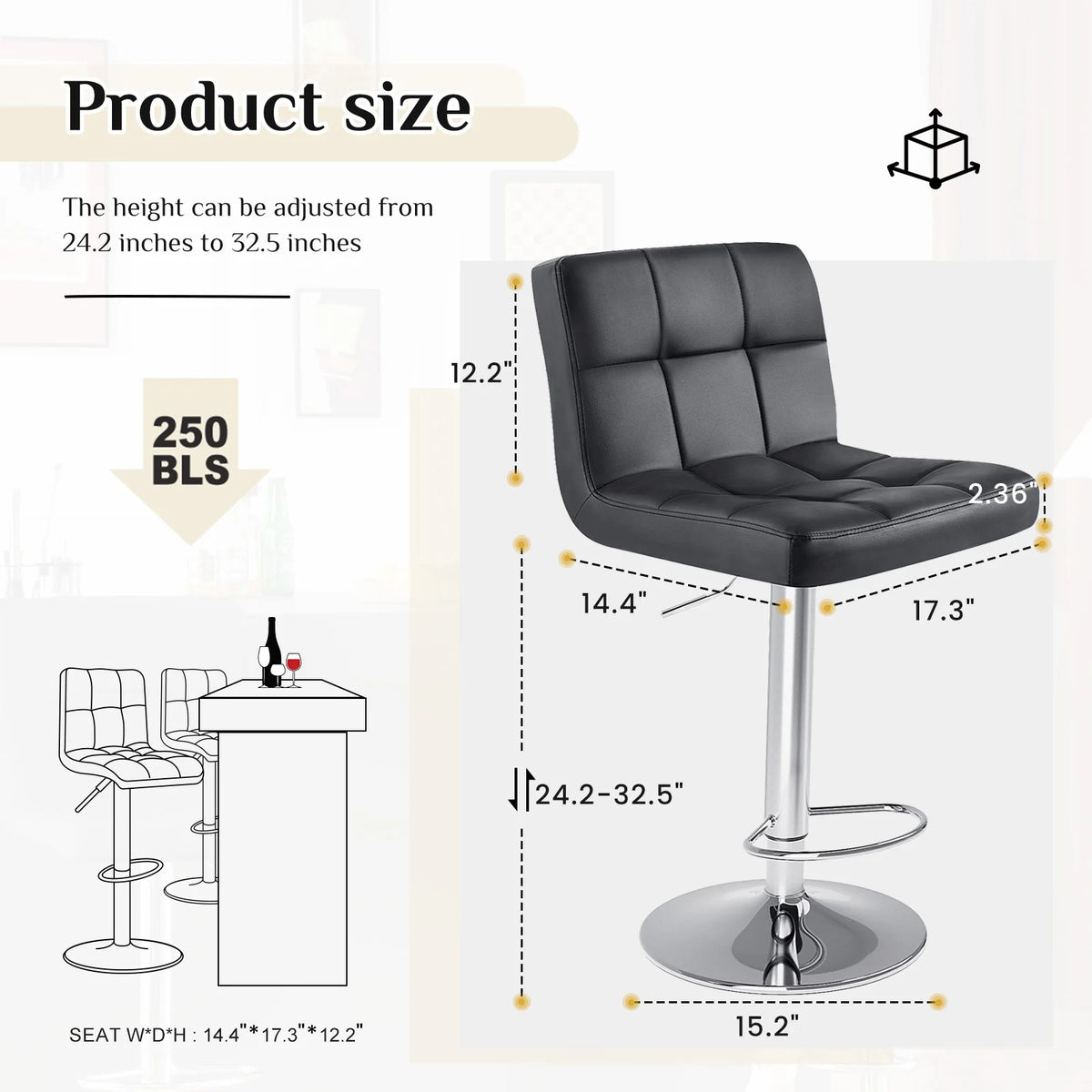 MCQ 360° Swivel Office Chair, PU Leather