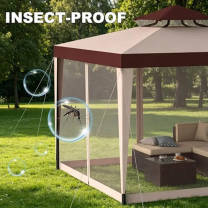 10x10 Outdoor Gazebo Canopy Tent, Red