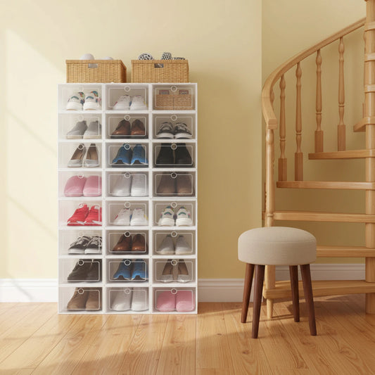 24-Pack Foldable Shoe Storage Boxes