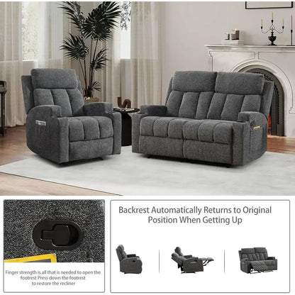Manual Recliner Sofa & Loveseat Set