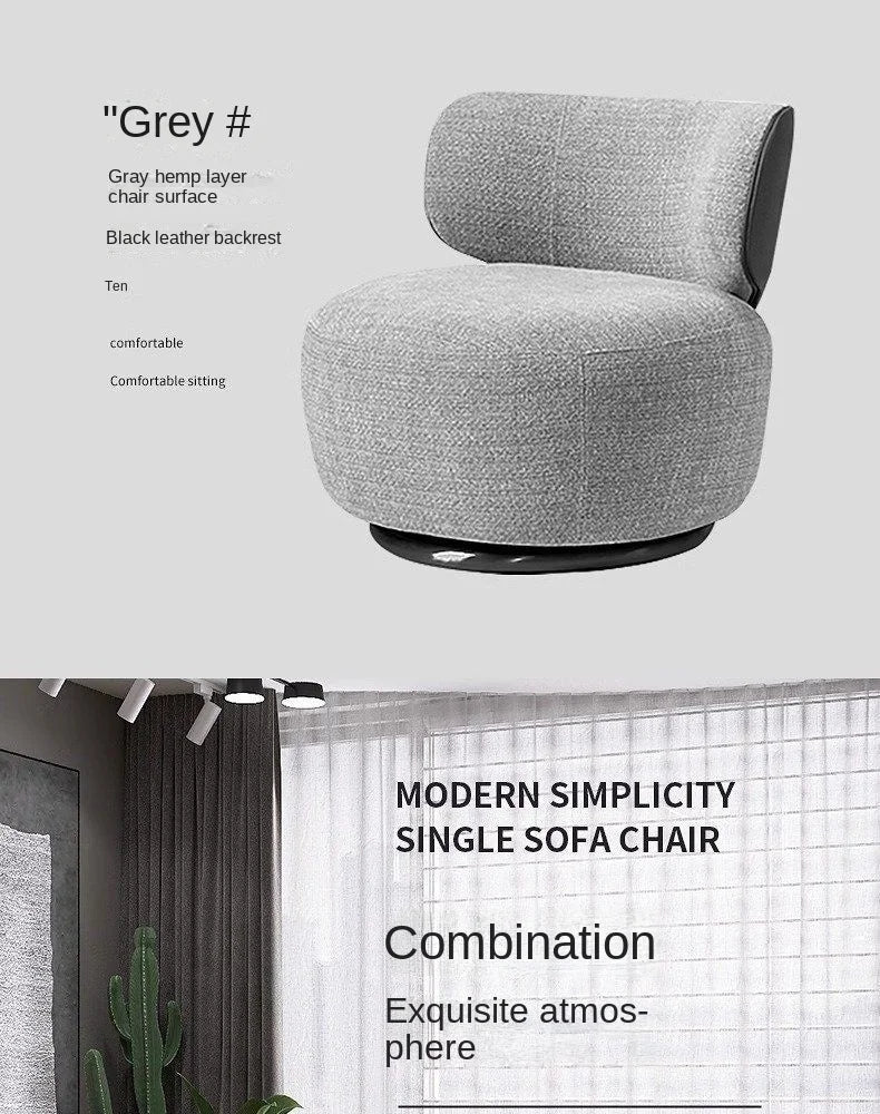 Single Swivel Accent Chair – Fabric, Cushioned, Wood Frame