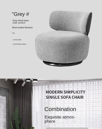 Single Swivel Accent Chair – Fabric, Cushioned, Wood Frame