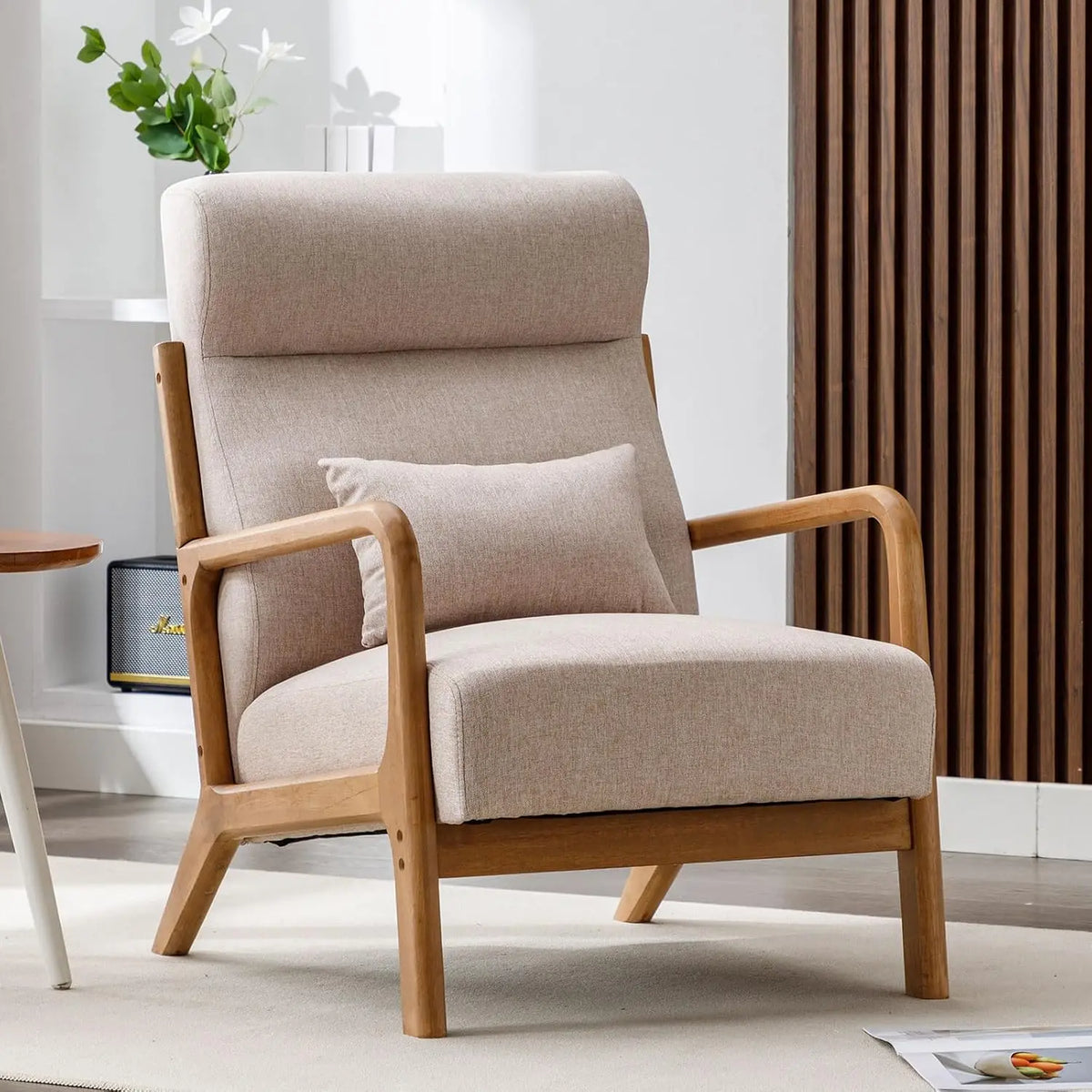 Mid-Century Accent Chair with Wood Frame