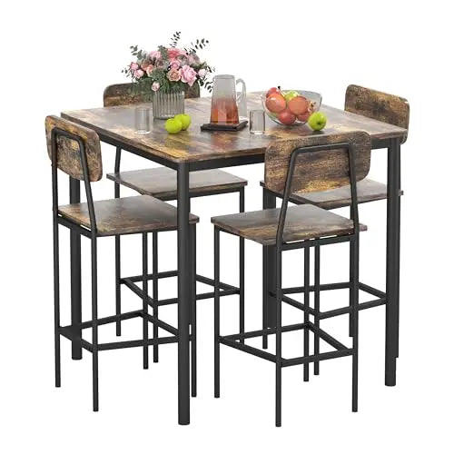 5-Piece Industrial Dining Table Set
